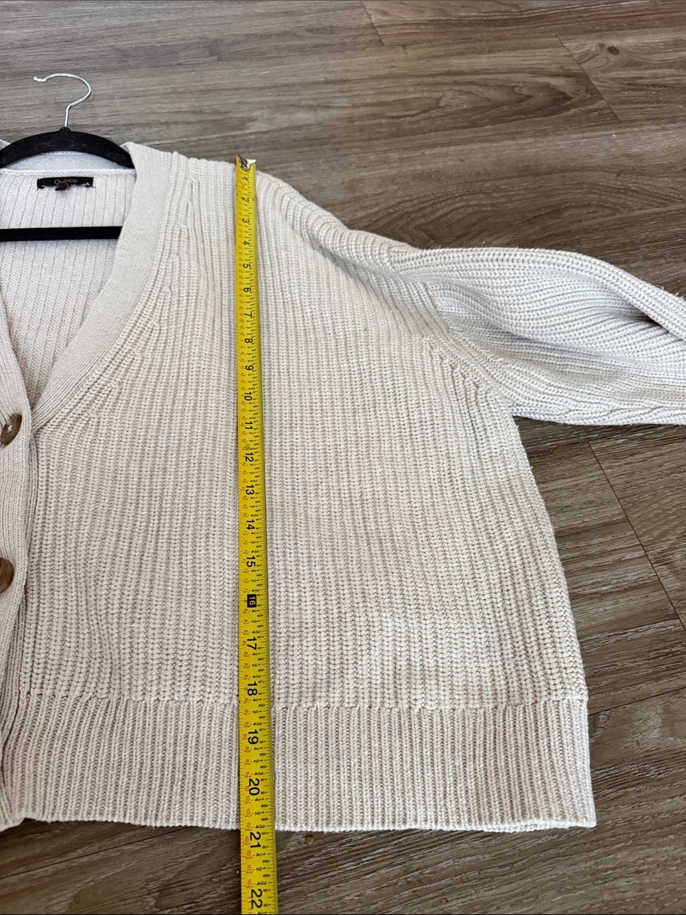 Quince 100% Organic Cotton Fisherman Boxy Cropped V-Neck Button Cardigan Size: L - Picture 8 of 8